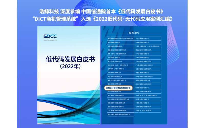 引領行業！浩鯨科技深度參編中國信通院《低代碼發展白皮書》